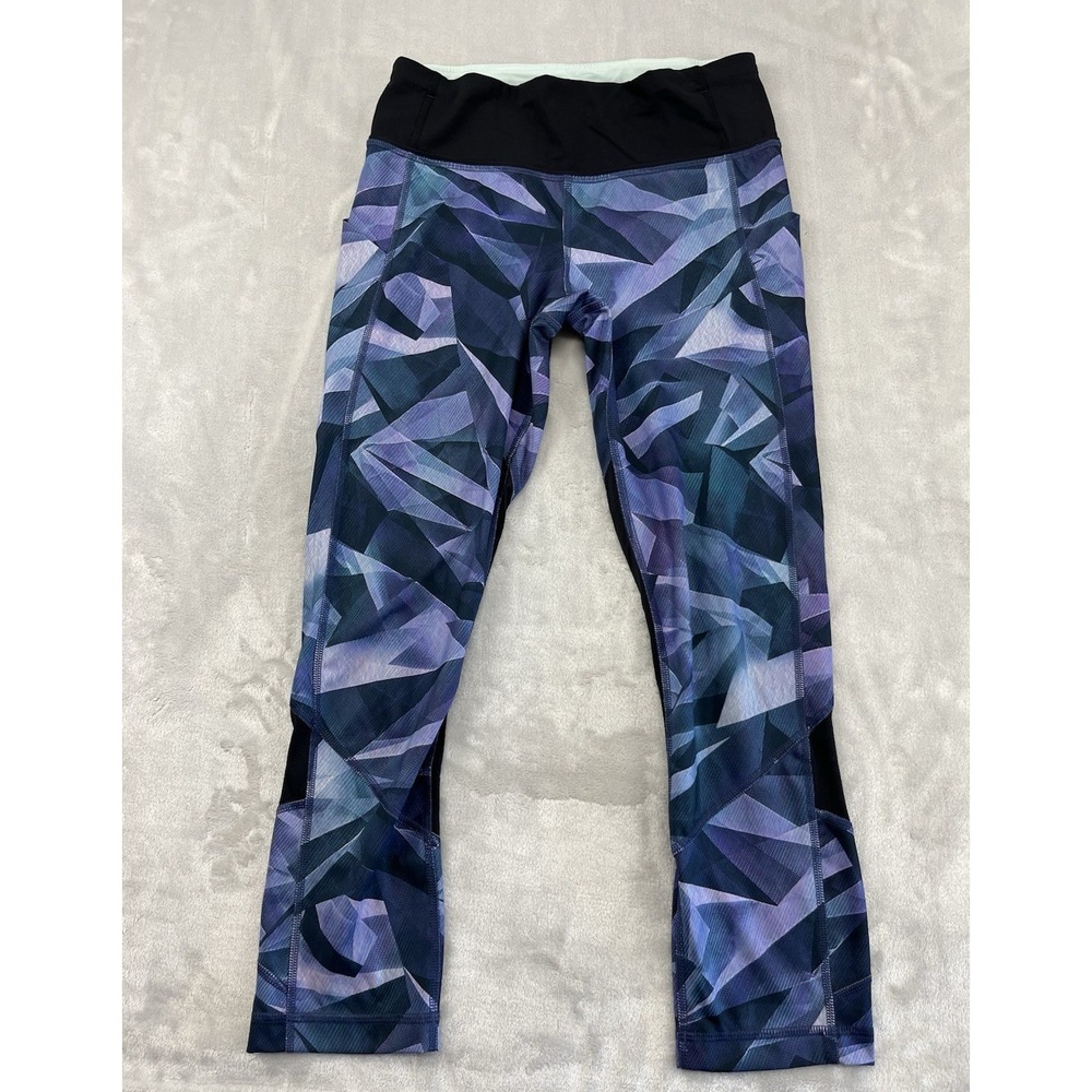 Lululemon Pants Women 4 Purple Geometric Athletic Zip Pocket Cropped Legging Gym